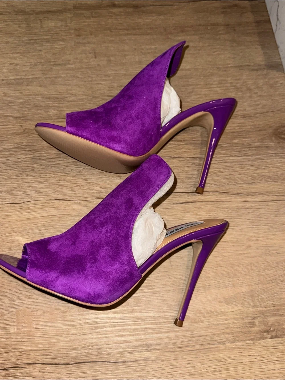 Steve Madden Vibrant Purple Suede Slide Mules - Picture 2 of 8